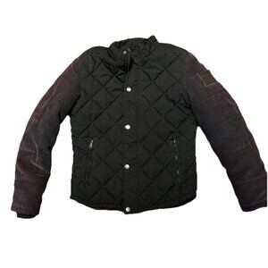 Platini VTG Men's M Zip Bomber Jacket Black with Maroon Velvet like Sleeves